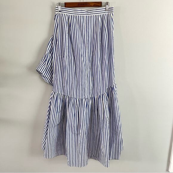 Mark D Sikes MDS | Women’s Ruffle High-Low Maxi Skirt Size 4 Blue & White Stripe - Picture 11 of 11